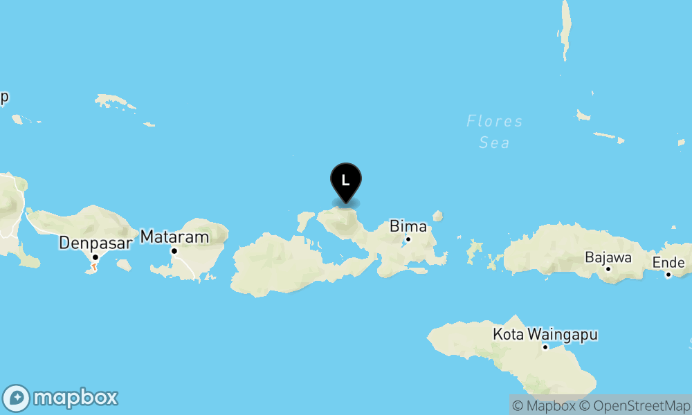 Peta Gempa Pusat gempa berada di laut 68 km barat laut Dompu