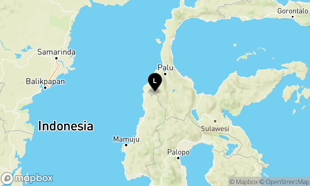 Peta Gempa Pusat gempa berada di darat 12 km tenggara lalundu Donggala