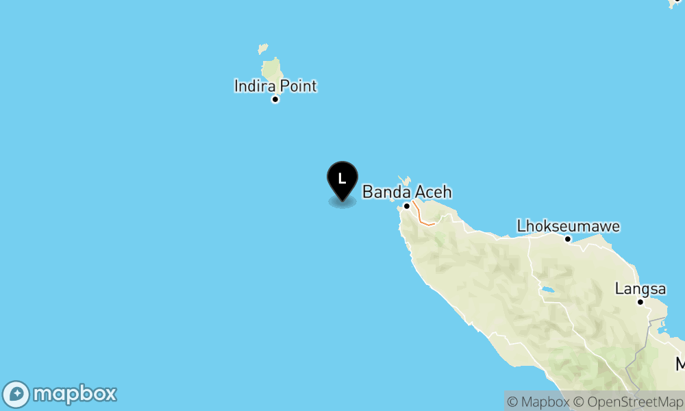 Peta Gempa Pusat gempa berada di laut 88 km BaratDaya Kota Sabang