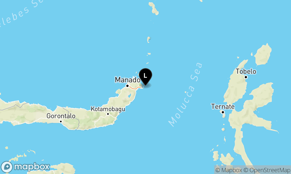 Peta Gempa Pusat gempa berada di laut 22 km TimurLaut Bitung