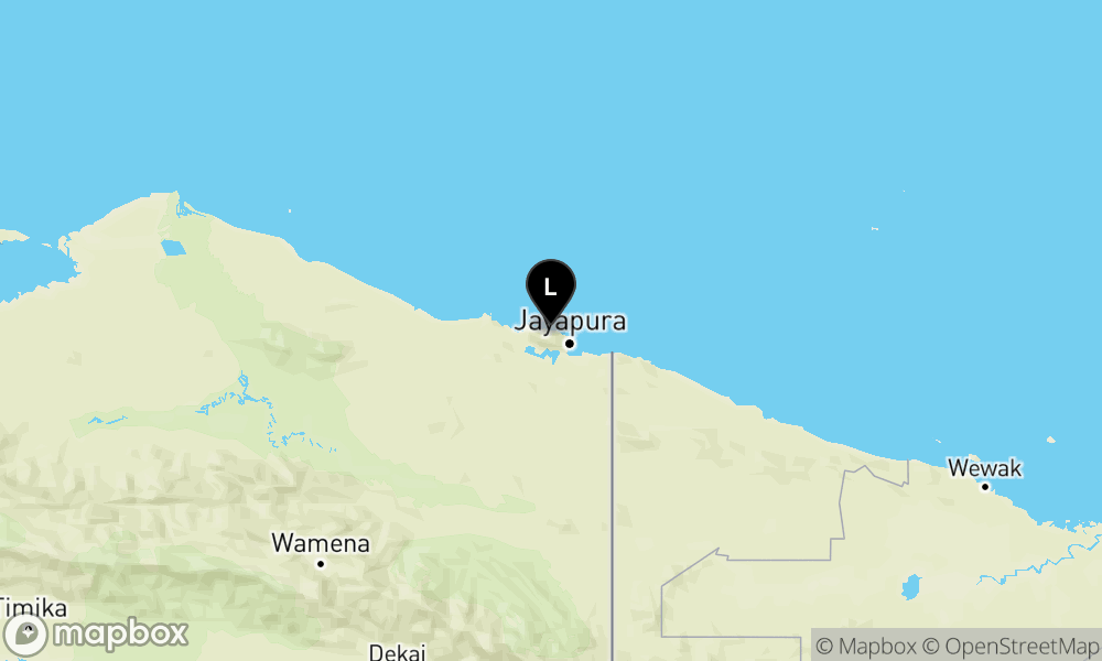 Peta Gempa Pusat gempa berada di darat, 19 km BaratLaut Kota Jayapura
