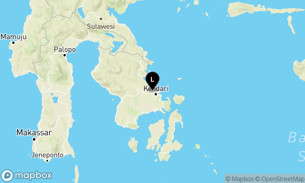 Peta Gempa Pusat gempa berada di darat 1,7 km Timur Laut Morosi, Kab. Konawe