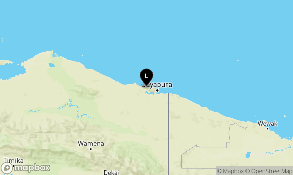 Peta Gempa Pusat gempa berada di darat 14 km Timur Laut Kab. Jayapura