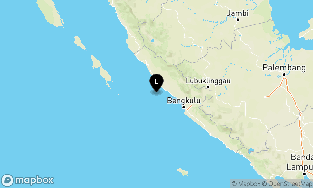 Peta Gempa Pusat gempa berada di laut 67 km Barat Daya Bengkulu Utara