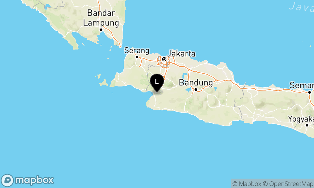 Peta Gempa Pusat gempa berada di darat 12 km Tenggara Kab. Sukabumi