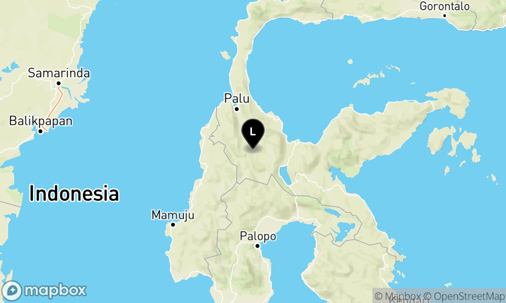 Peta Gempa Pusat gempa berada di darat 11 km timur laut Lawua, Kab. Sigi