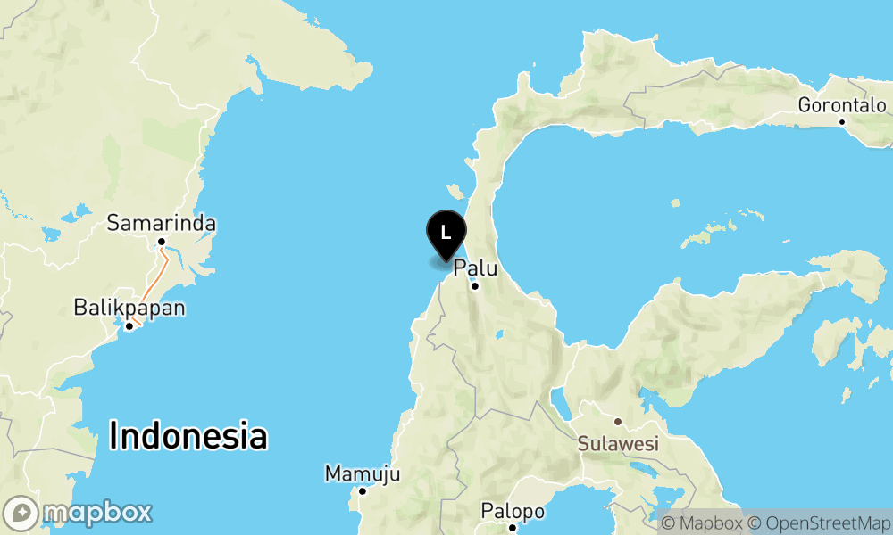 Peta Gempa Pusat gempa berada di Laut 41 Km Barat Daya Donggala