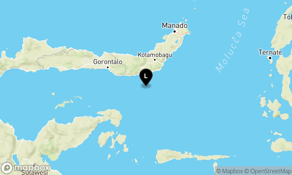 Peta Gempa 42 km Tenggara BOLAANGUKI-BOLSEL-SULUT