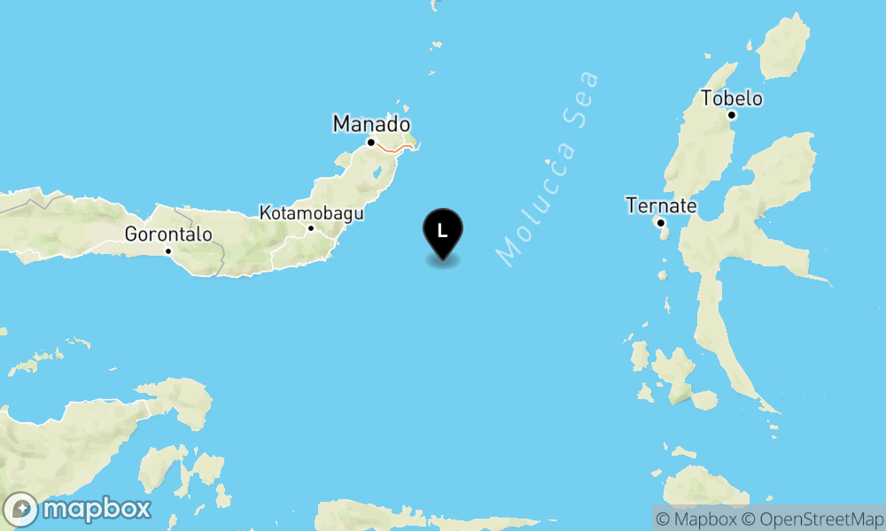 Peta Gempa Pusat gempa berada di laut 102 km Tenggara Tutuyan