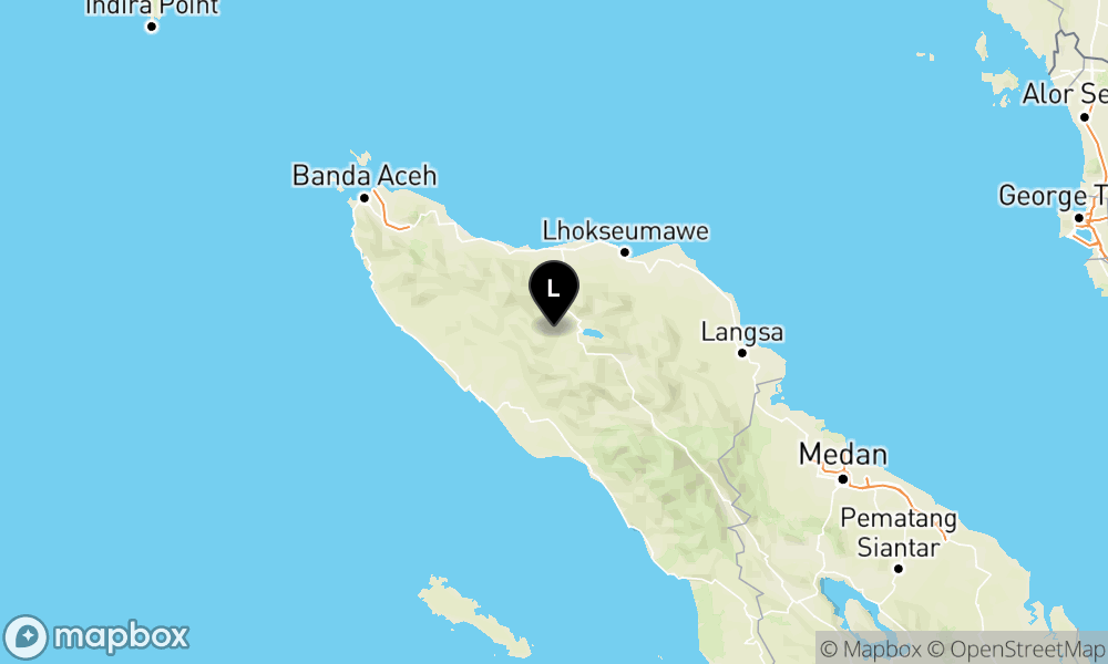 Peta Gempa Pusat gempa berada di darat, 21 Km BaratDaya Takengon