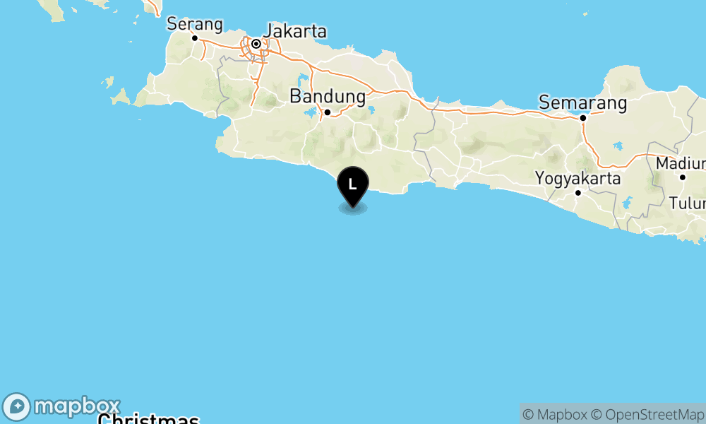 Peta Gempa Pusat gempa berada di laut 75 km BaratDaya Kab. Pangandaran