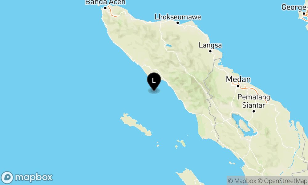 Peta Gempa Pusat gempa berada di laut 64 Km Barat Daya Blang Pidie
