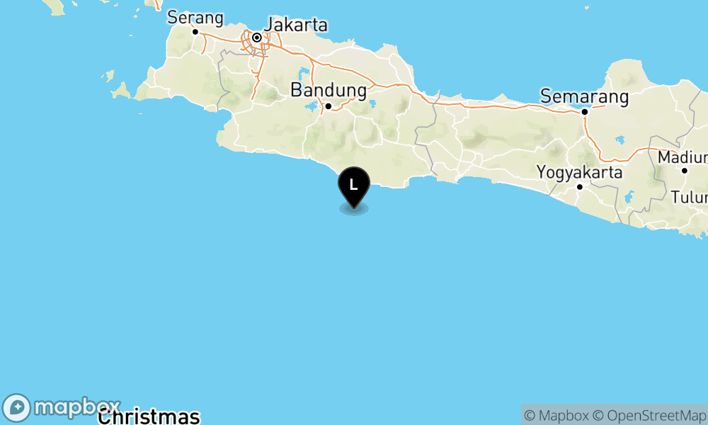 Peta Gempa Pusat gempa berada di laut 79 km Barat Daya Kab. Pangandaran