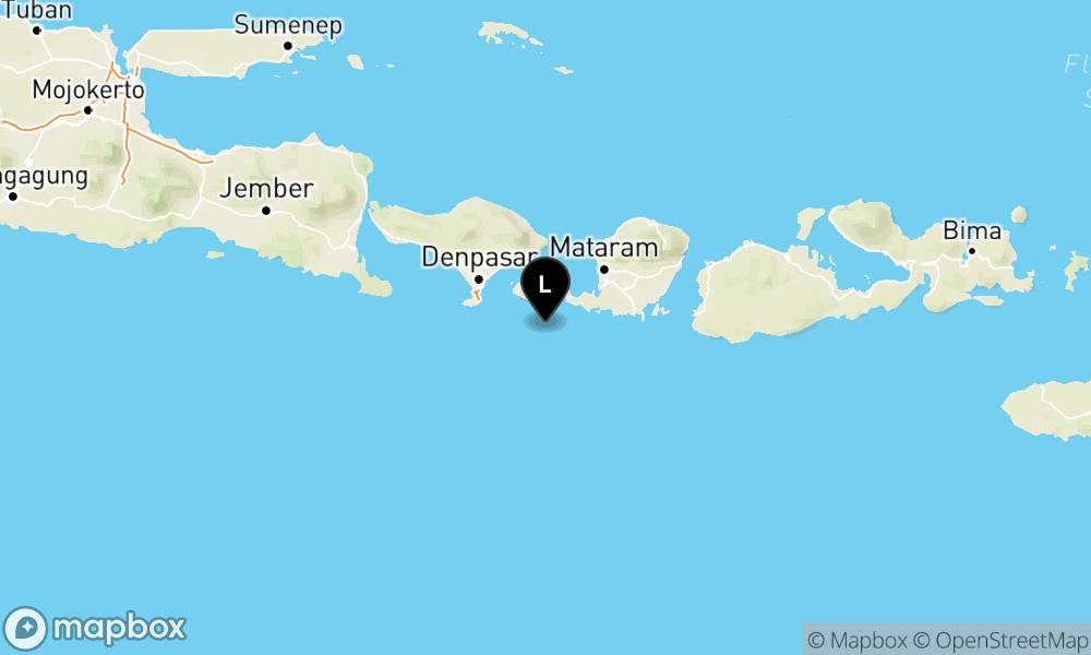 Peta Gempa Pusat gempa berada di laut 55 km Tenggara Kuta Selatan