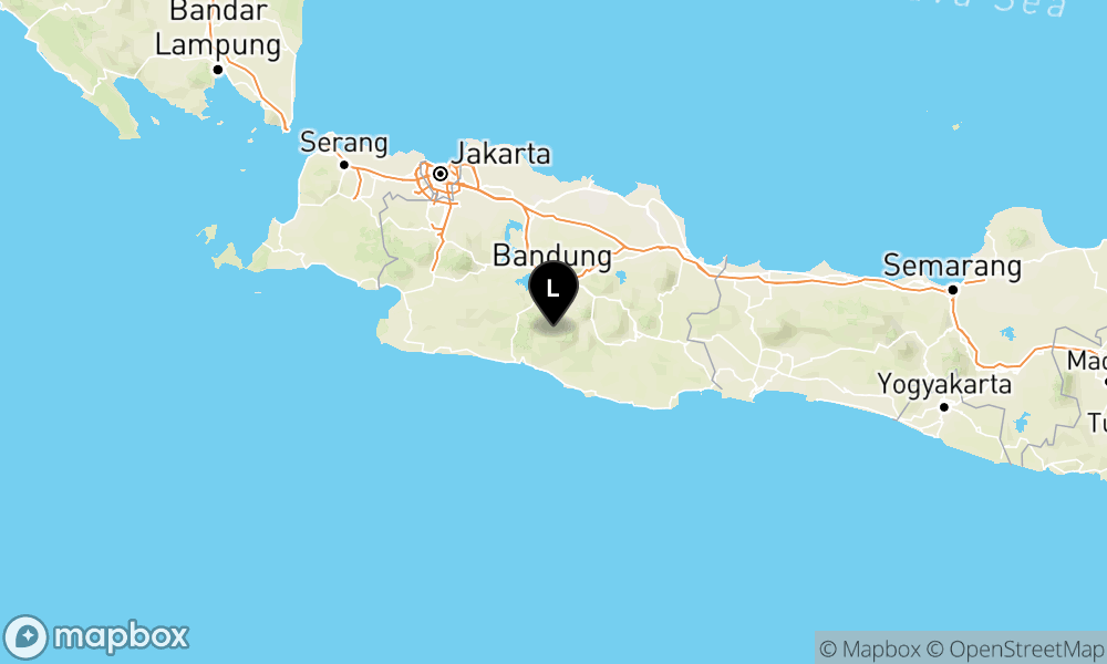 Peta Gempa Pusat gempa berada di darat 30 km Tenggara Kab. Bandung
