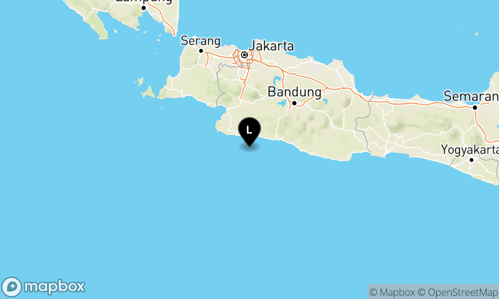Peta Gempa Pusat gempa berada di laut 80 km BaratDaya Kota Sukabumi