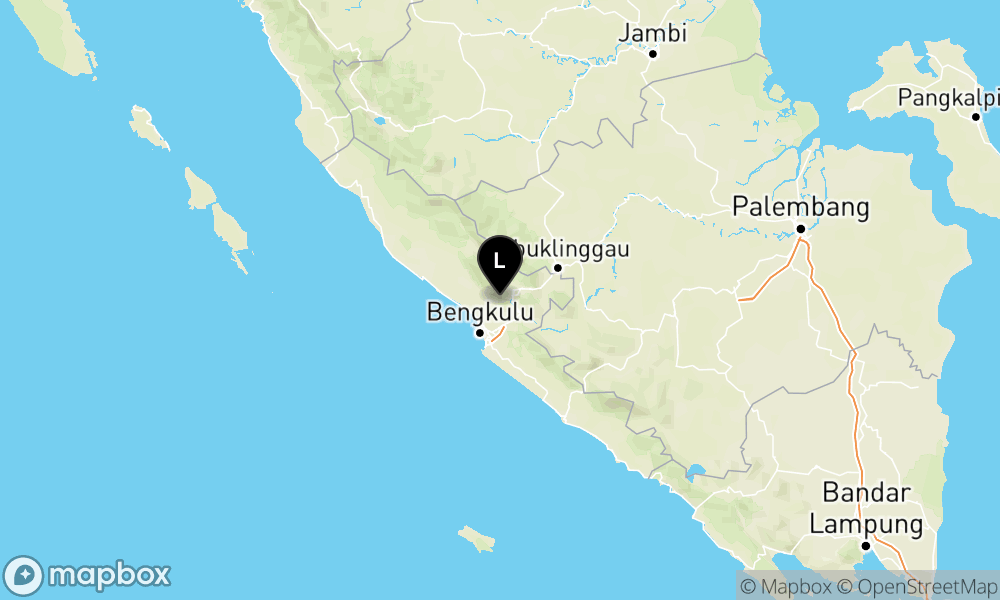 Peta Gempa Pusat gempa berada di darat 13 km Barat Daya Rejang Lebong