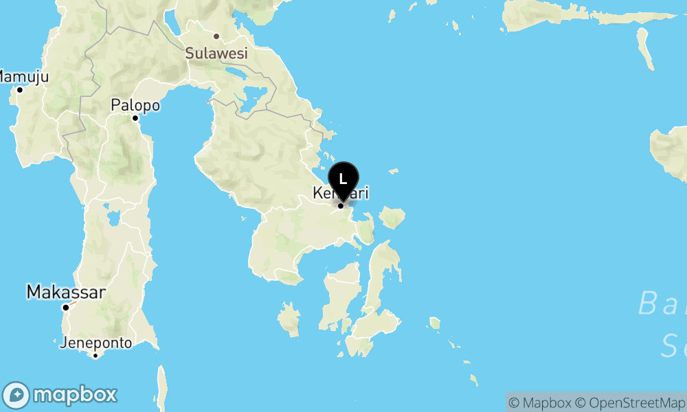 Peta Gempa Pusat gempa berada di darat 2 km Baratlaut Kota Kendari