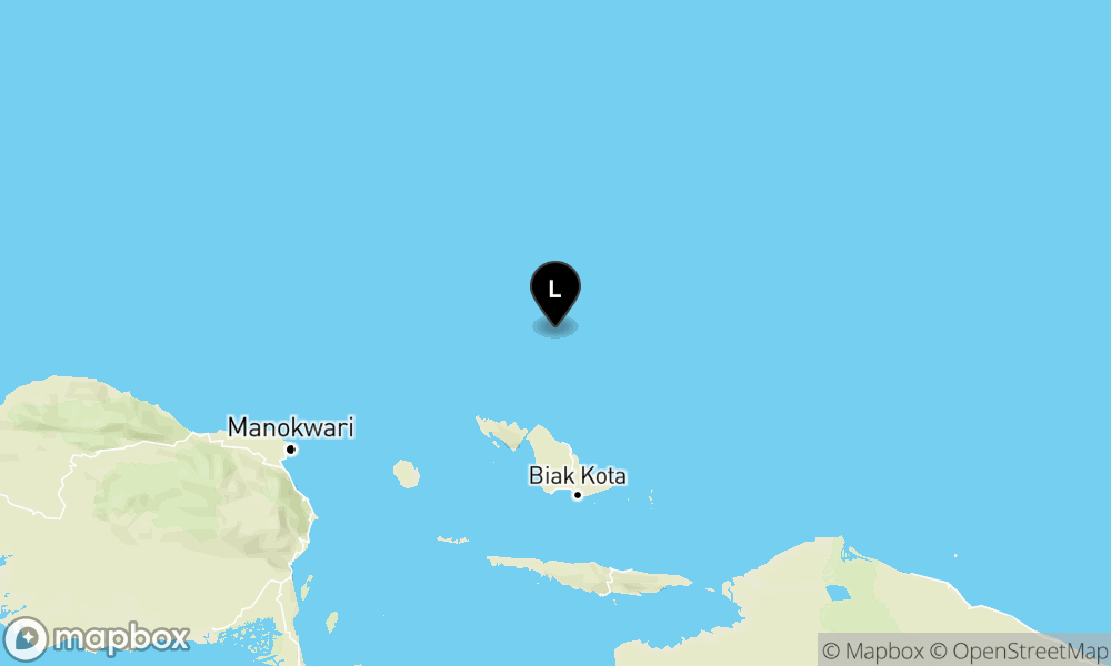 Peta Gempa 82 km TimurLaut SUPIORI-PAPUA