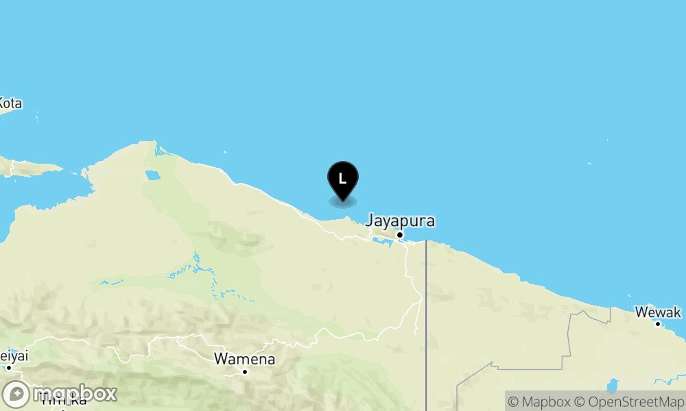 Peta Gempa Pusat gempa berada di 44 km BaratLaut GENYEM-JAYAPURA