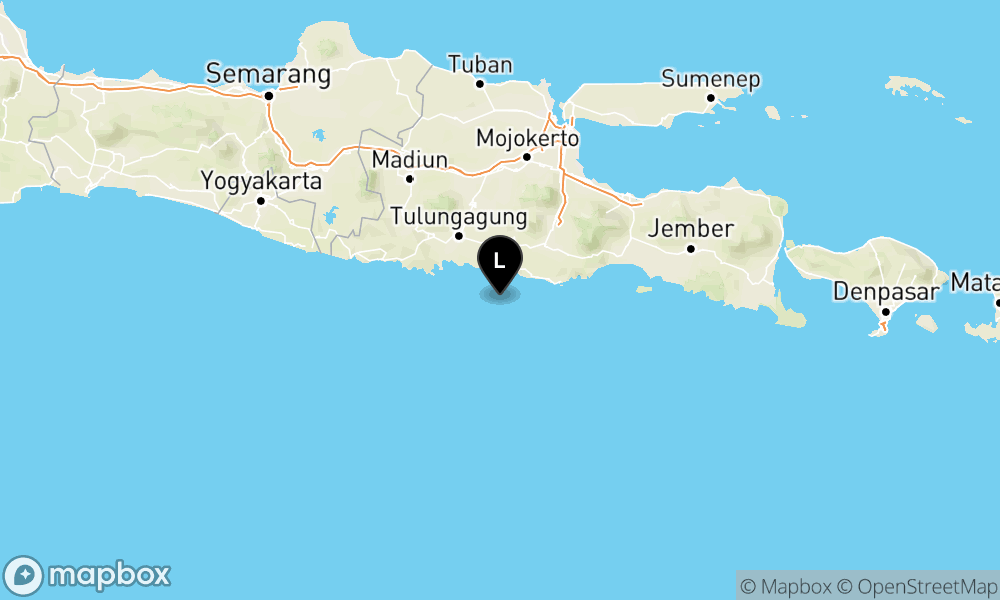 Peta Gempa Pusat gempa berada di laut 47 km Tenggara Kab. Blitar