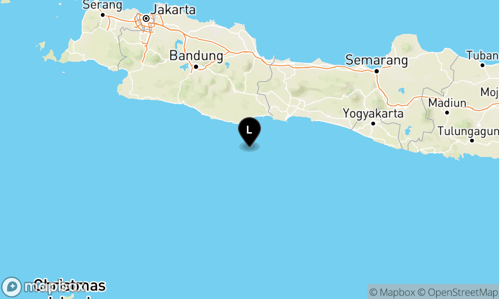 Peta Gempa Pusat gempa berada di Laut 55 km Barat Daya Kab. Pangandaran