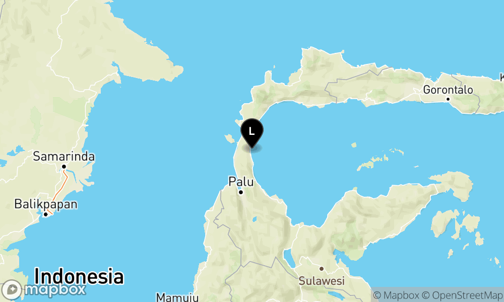 Peta Gempa Pusat gempa berada di darat 29 km TimurLaut Donggala