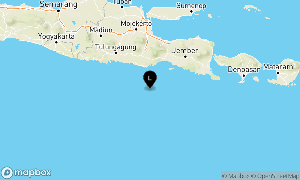 Peta Gempa Pusat gempa berada di laut 101 km Tenggara Kab. Malang