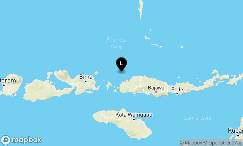 Peta Gempa Pusat gempa berada di Laut 33 km BaratLaut Labuhan Bajo