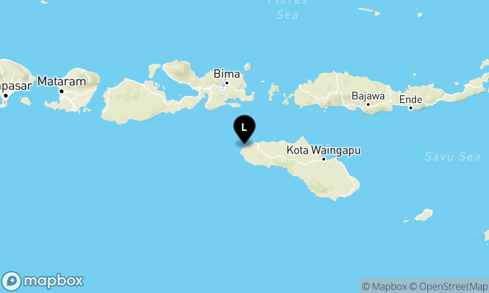 Peta Gempa Pusat gempa berada di darat 16 km timur laut Kodi-Sumba Barat Daya