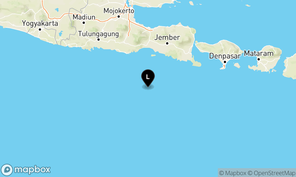 Peta Gempa Pusat gempa berada di laut 134 km BaratDaya Lumajang