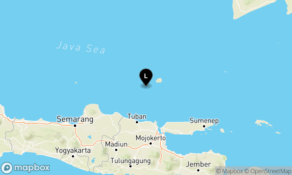 Peta Gempa Pusat gempa berada di laut 106 km Timur Laut Tuban