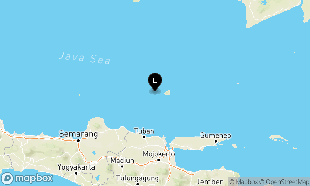 Peta Gempa Pusat gempa berada di laut 126 km Timur Laut Tuban