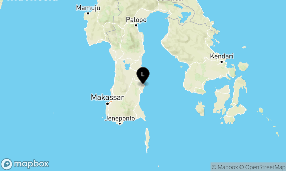 Peta Gempa Pusat gempa berada di darat 36 km Timur Laut Bone