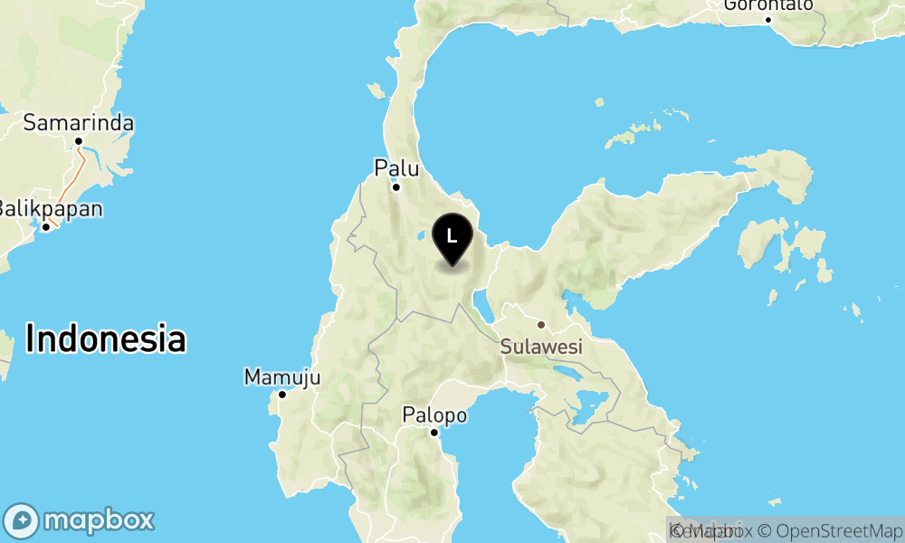 Peta Gempa Pusat gempa berada di darat 16 Km Timur Laut Doda, Kab.Poso