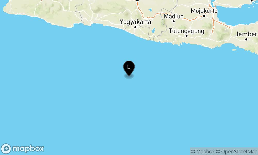 Peta Gempa 153 km BaratDaya GUNUNGKIDUL-DIY