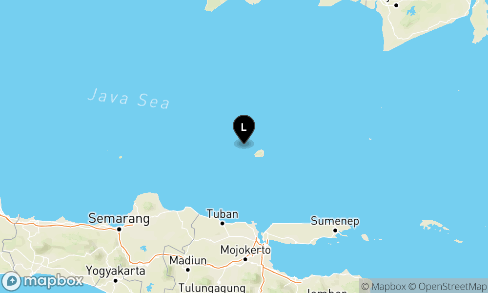 Peta Gempa Pusat gempa berada di laut 141 km timur laut Tuban
