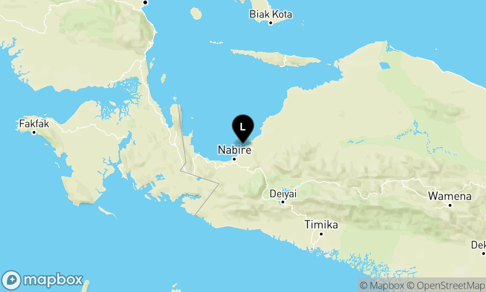 Peta Gempa Pusat gempa berada di darat 28 km TimurLaut Nabire
