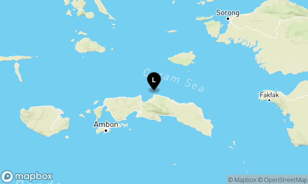 Peta Gempa Pusat gempa berada di laut 14 km barat laut Wahai-Maluku Tengah