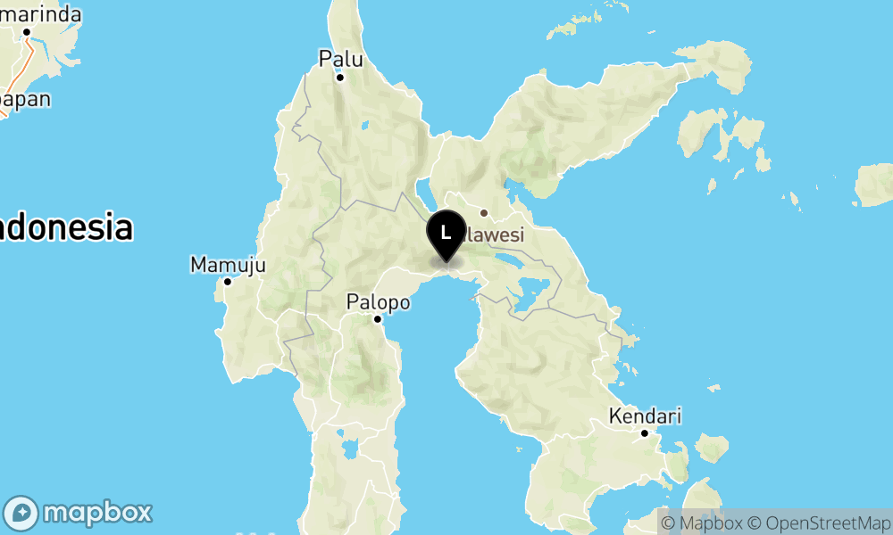 Peta Gempa Pusat gempa berada di darat 42 km BaratLaut Luwu Timur
