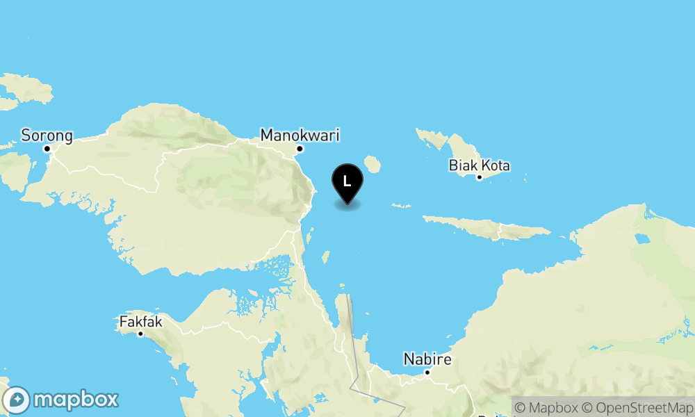 Peta Gempa Pusat gempa berada di laut 49 km tenggara Ransiki