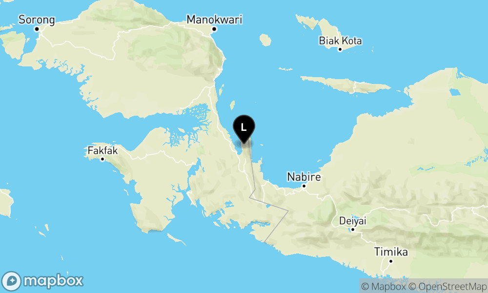 Peta Gempa Pusat gempa berada di darat 5 km Tenggara Teluk Wondama