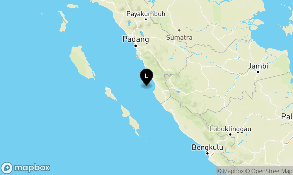 Peta Gempa Pusat gempa berada di laut 30 Km Baratdaya Airhaji Pesisir Selatan