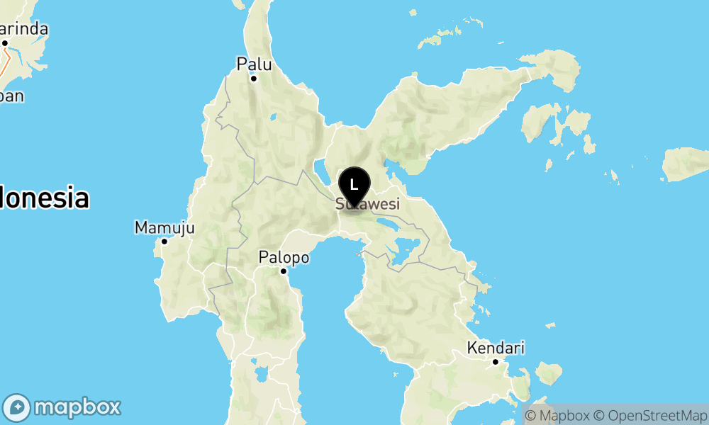Peta Gempa Pusat gempa berada di darat 33 km barat laut Luwu Timur