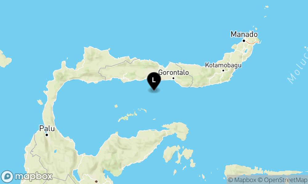 Peta Gempa 45 km Tenggara BOALEMO-GORONTALO