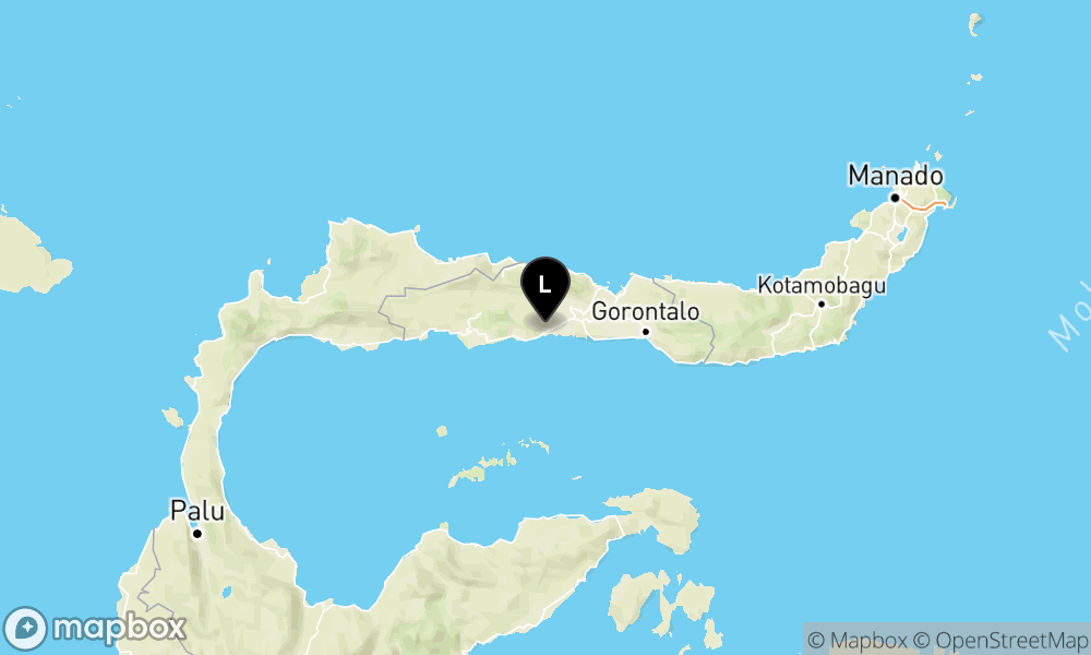 Peta Gempa Pusat gempa berada di darat 4 km TimurLaut Boalemo-Gorontalo