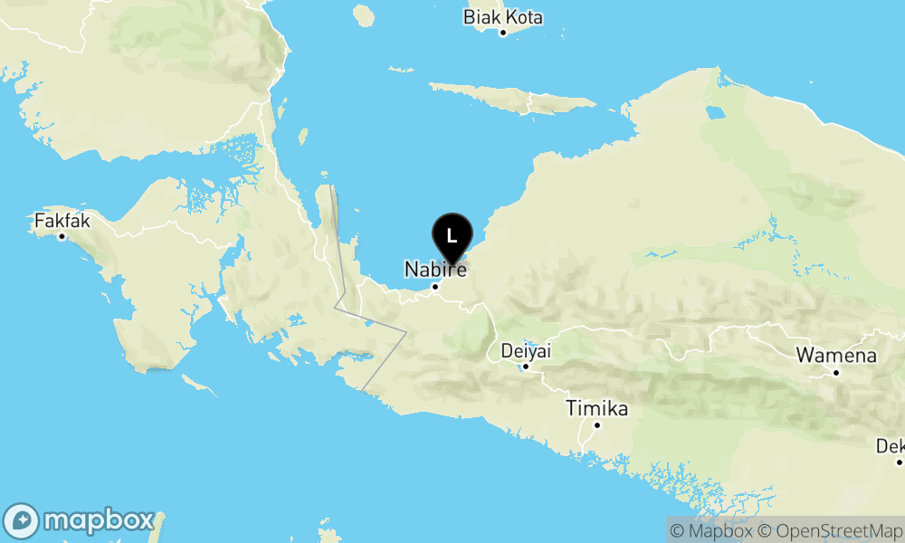 Peta Gempa Pusat gempa berada di darat 22 km Timur Laut Nabire