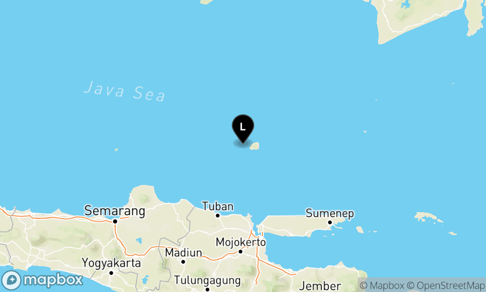 Peta Gempa Pusat gempa berada di laut 132 km Timur Laut Tuban