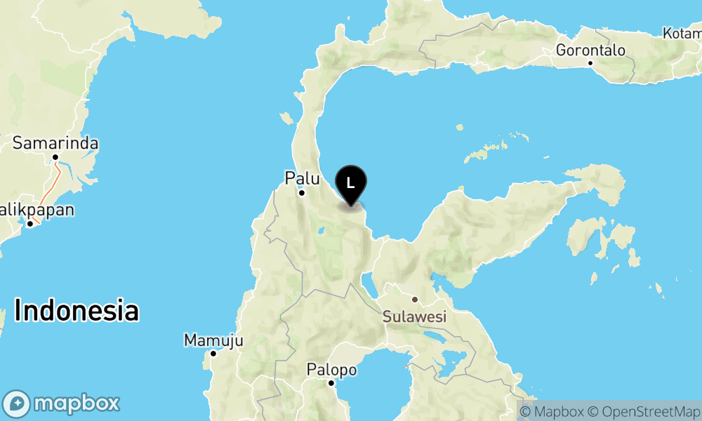 Peta Gempa Pusat gempa berada di darat 6 km Barat Daya Sausu-Kab. Parigi Moutong