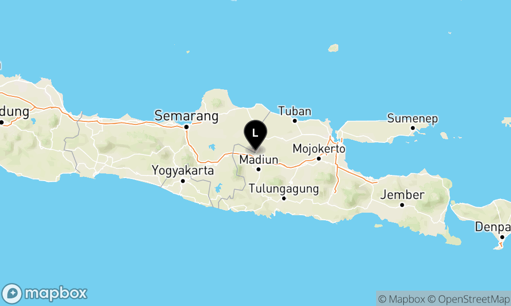 Peta Gempa Pusat gempa berada di darat, 4 km TimurLaut Ngawi